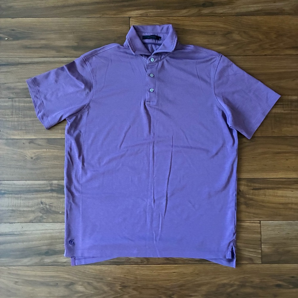 Greyson Men’s Short Sleeve Polo Size M Purple Quarter Button